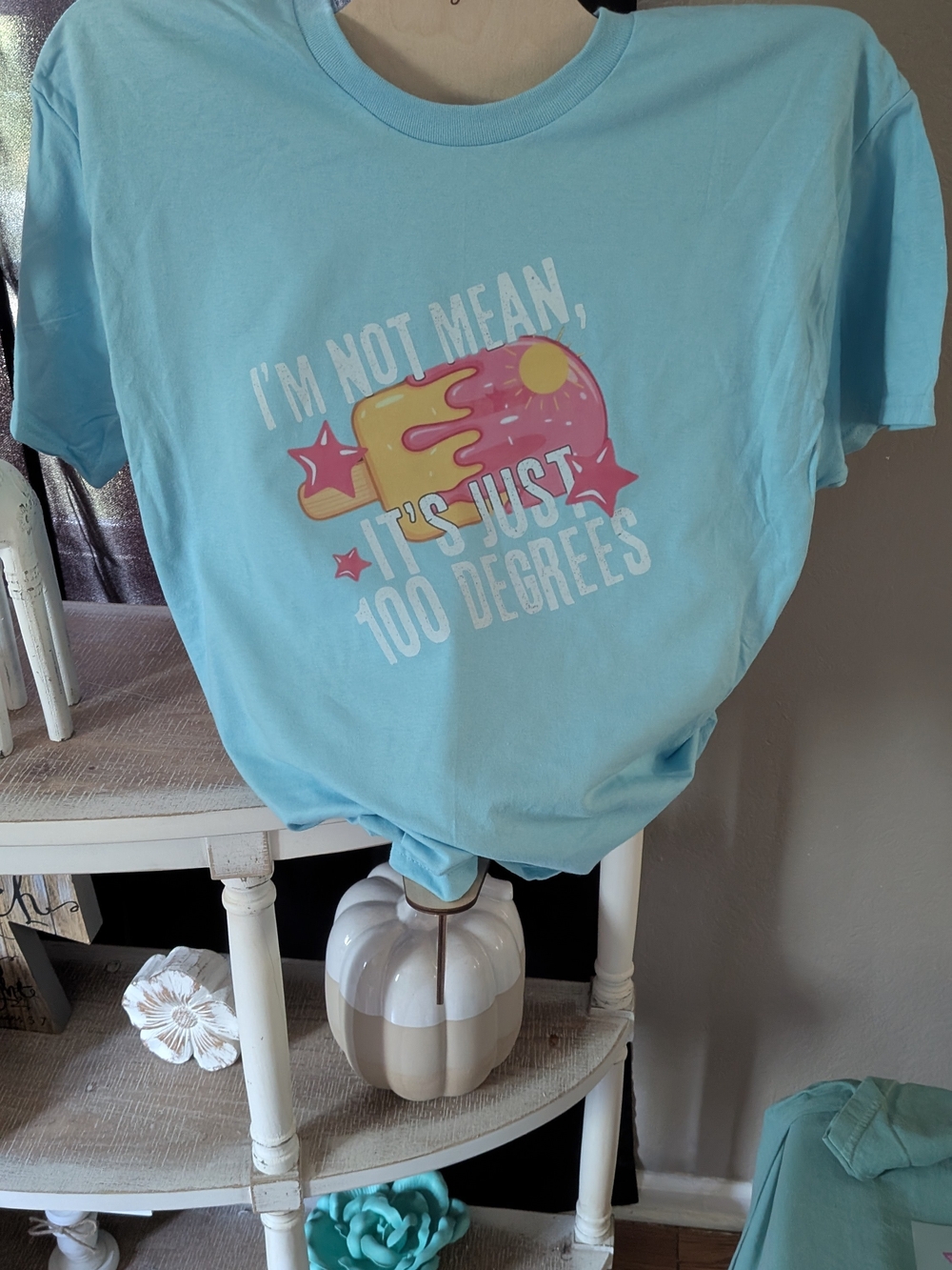 Gildan Light Blue Short-Sleeve Graphic Tee with Pink & Yellow Popsicle